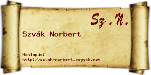 Szvák Norbert névjegykártya